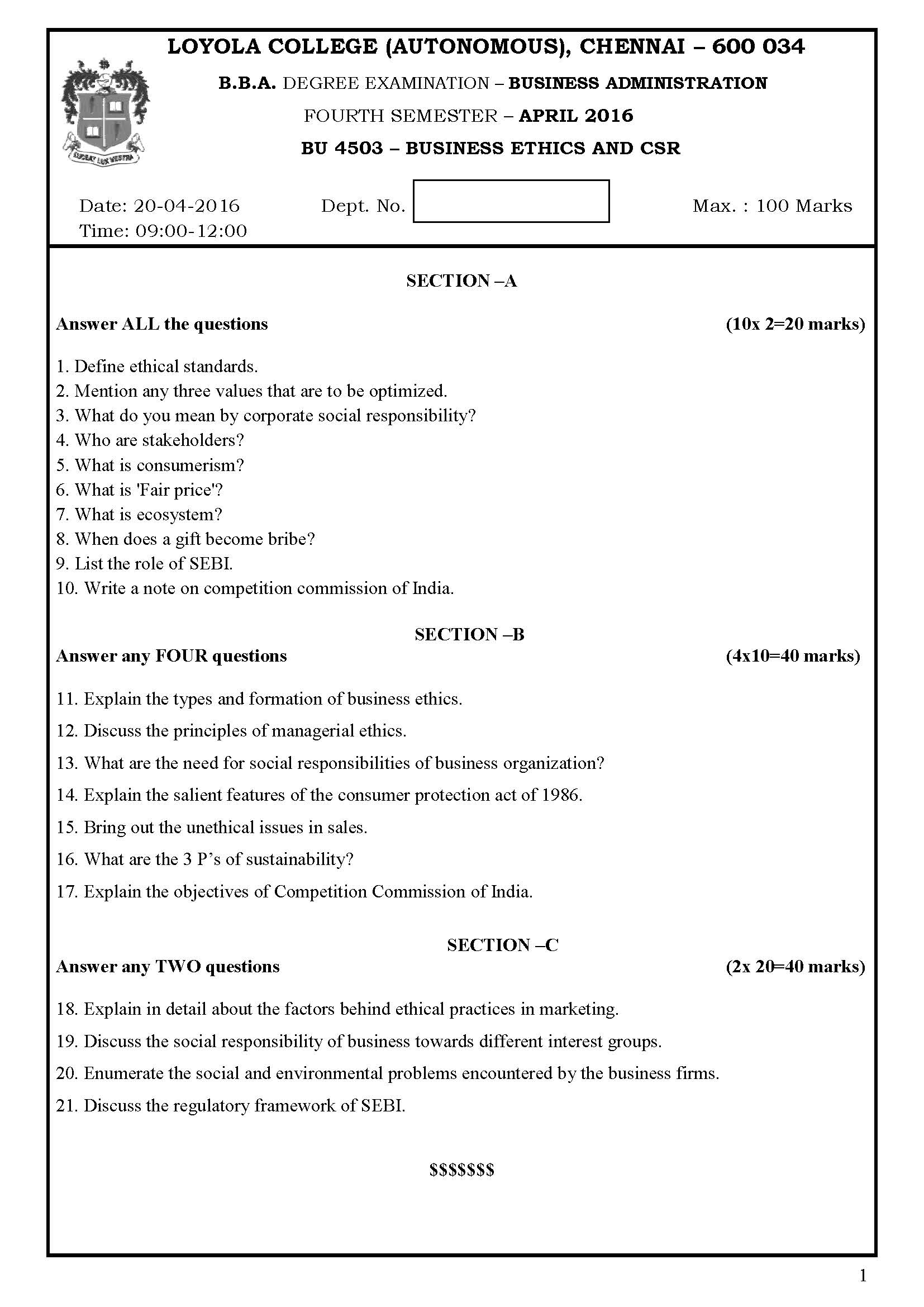 Business Ethics Final Exam Questions And Answers Pdf